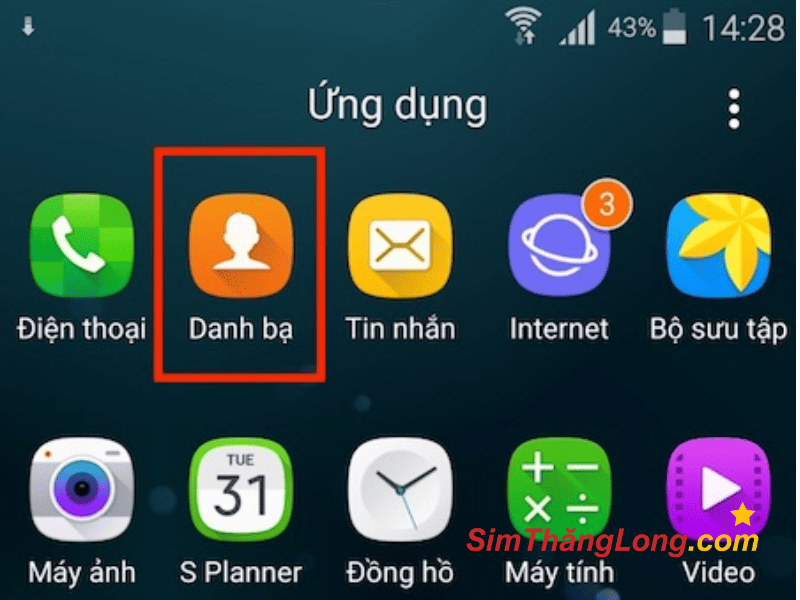 Mở ứng dụng danh bạ trên điện thoại hệ điều hành Android