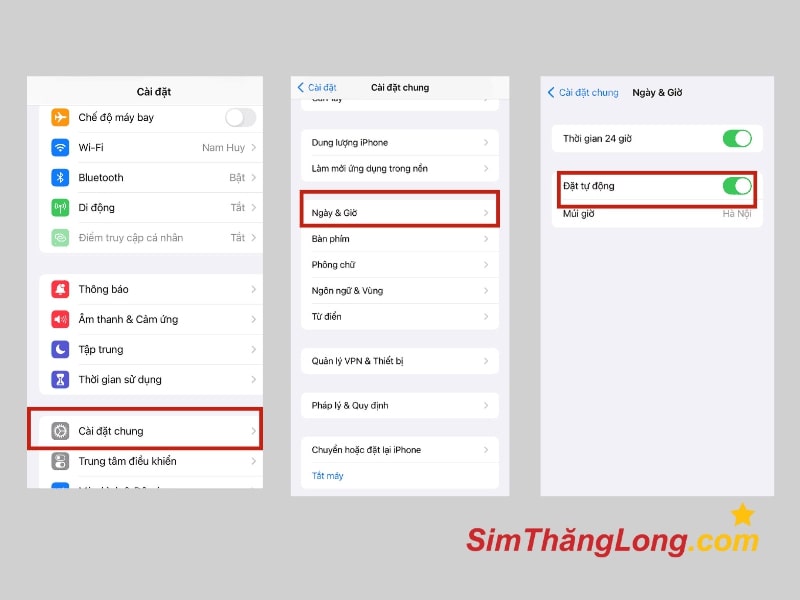 Thiết lập lại ngày giờ để tránh sim không có dịch vụ trên iPhone 