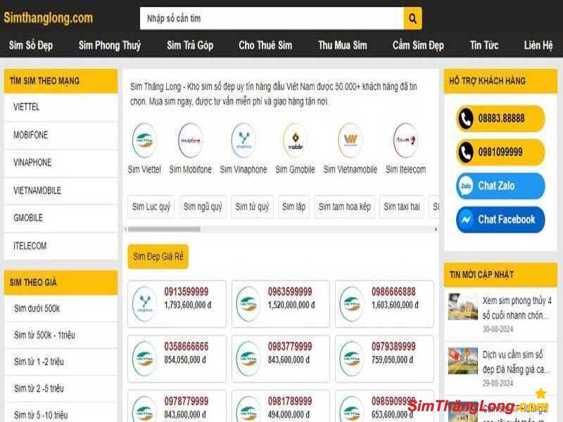 Mua sim phong thuỷ tại sim Thăng Long giao dịch nhanh chóng