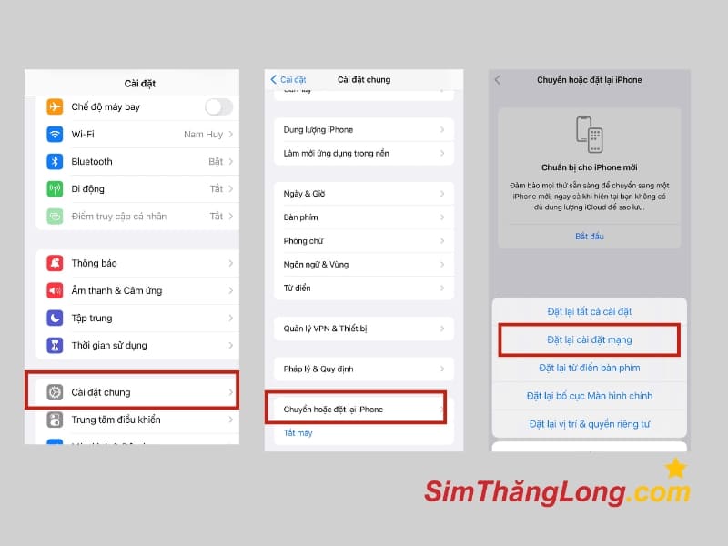 Thiết lập lại mạng để fix lỗi sim không được đăng ký mạng